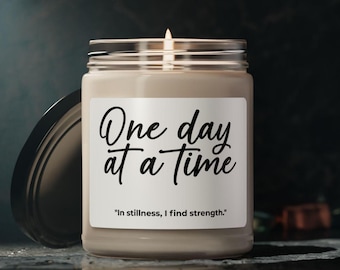 One Day At A Time Candle | Sobriety Gift | Mental Health & Recovery Soy Candle, 9 ounce