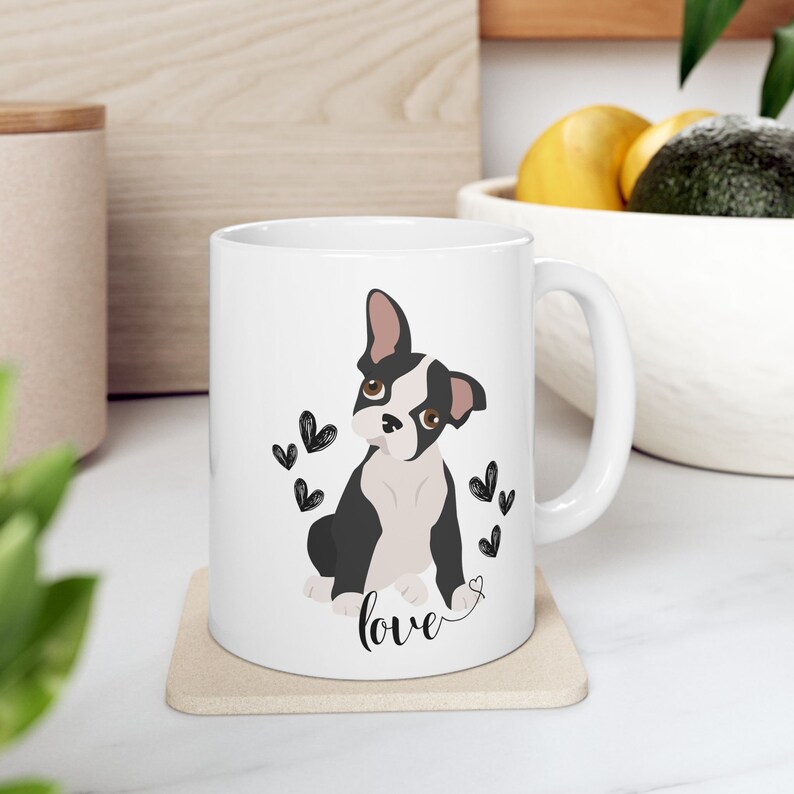 Boston Terrier Mug, Ceramic Coffee Mug, High Quality and Durable, Gift