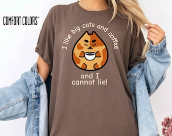 Funny Chonk Cat Mom T-Shirt, Coffee Lover Comfort Colors Tee