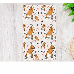 Corgi Playful Dog Pattern Tea Towel, Cute Decorative Kitchen Linens, Pet Lover Gift, Dog-Themed Home Accessory, Dog Mom Decor, Dog Tea Towel