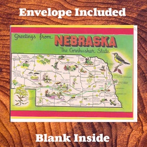 Grußkarte mit Umschlag - Grüße aus Nebraska - Nebraska State Map - Blanko Grußkarte - A2 Größe