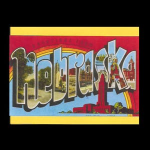 Biglietto con busta - Saluti dal Nebraska - Design cartolina dello stato del Nebraska - Edificio del Campidoglio del Nebraska - Biglietto vuoto - Formato A2