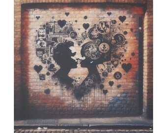 Lienzo inspirado en Banksy – Arte urbano callejero, regalo de San Valentín
