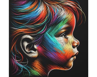 Lienzo con retrato de arte en tiza colorido – Decoración de pared moderna