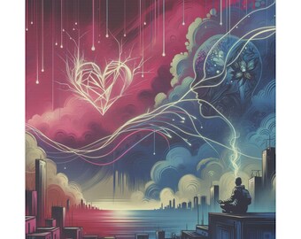 Lienzo de arte callejero inspirado en Banksy – Latido urbano, regalo de San Valentín