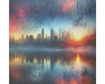 Retro Throwback: Una ciudad colorida - Lienzo