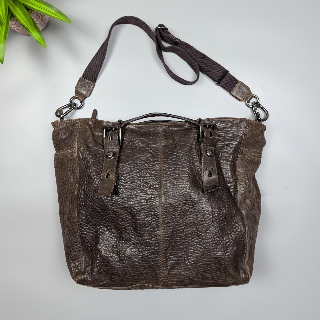 バッグ 80s 90s VINTAGE LEATHER TOTE BAG Mer Du Sud Vintage 80s-90s Boho Chic Brown Leather XL Tote Bag