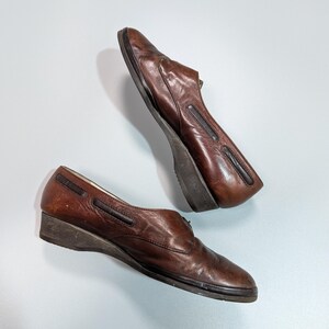 BALLY Vintage Women's Brown Leather Luxury Loafers Pumps with Strap Size US 4.5, Elegant Retro Shoes, Classic Designer Footwear image 4