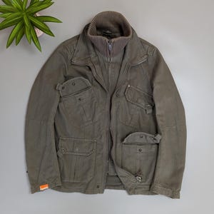 Chaqueta Superdry JPN Tamarin multibolsillos para hombre, talla M, color caqui, estilo militar.