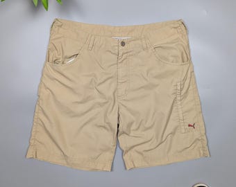 PUMA Vintage Męskie Jasnobrązowe Krótkie Szorty Rozmiar L, Mini Logo, Retro Streetwear, Letni Styl Lat 90., Klasyczny Sportowy Wygląd, Retro Męskie Szorty L