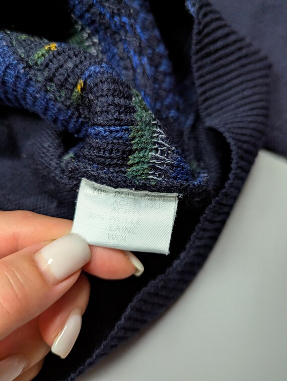 ダークブルー模様入りニットセーター ZANONE ダークブルー ニットセーター50