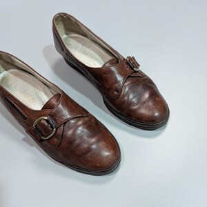 BALLY Vintage Women's Brown Leather Luxury Loafers Pumps with Strap Size US 4.5, Elegant Retro Shoes, Classic Designer Footwear image 5