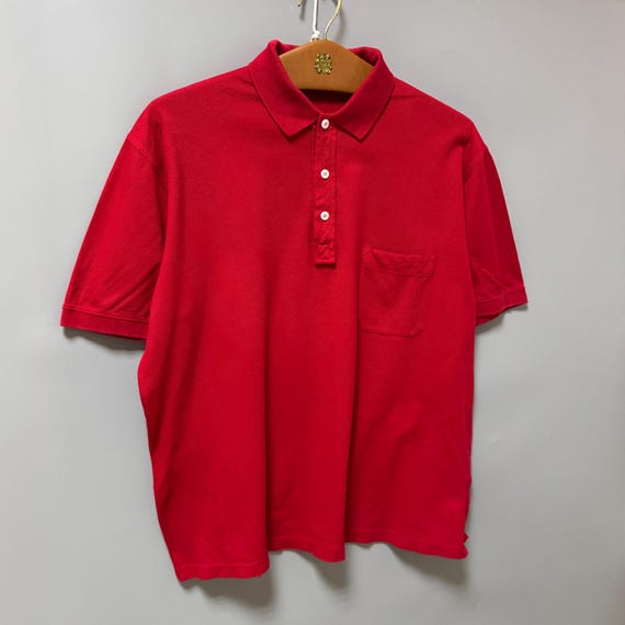 Gran Sasso, Gran Sasso Vintage Red Polo Shirt Mens 52 XL Cotton Short Sleeve Italian Made Retro