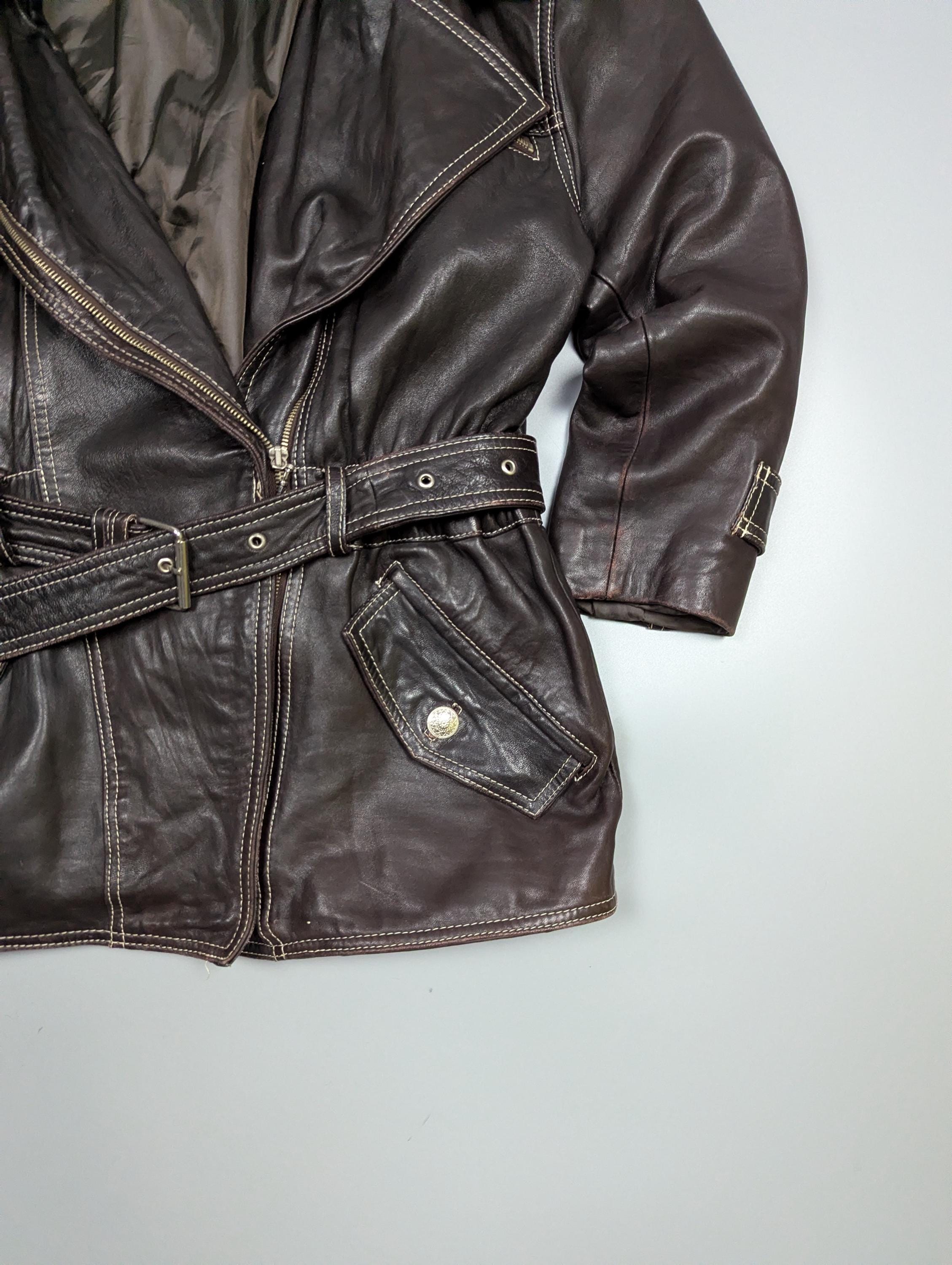 Bonchetti Firenze 90s Vintage Brown Leather Trench Coat/jacket