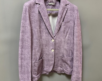 Circolo 1901 Womens Blazer Size 48 Pink Cotton Stretch Knit Italian Designer Jacket Smart Casual Tailored Made in Italy Luxury Womenswear