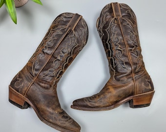 BOULET 70s Vintage Women’s Brown Leather Western Cowboy Boots Size US 6.5C Narrow