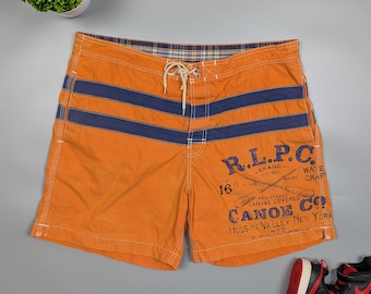 Polo Ralph Lauren VINTAGE Swim Shorts Men's L 6" Club Trunks Canoe Co NY Rare Y2K Beach Surfwear,  Beachwear,Surf Style,L Size,Retro Shorts