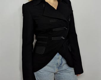 By Malene Birger Women's Black Fitted Button-Up Blazer Size 34, Elegant Formal Jacket, Minimalist Scandinavian Style Workwear, VTG Blazer 34