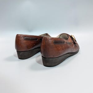 BALLY Vintage Women's Brown Leather Luxury Loafers Pumps with Strap Size US 4.5, Elegant Retro Shoes, Classic Designer Footwear image 7