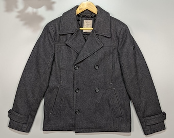 Guess Military Peacoat | 2000s Black Wool Gold Button Coat - Etsy