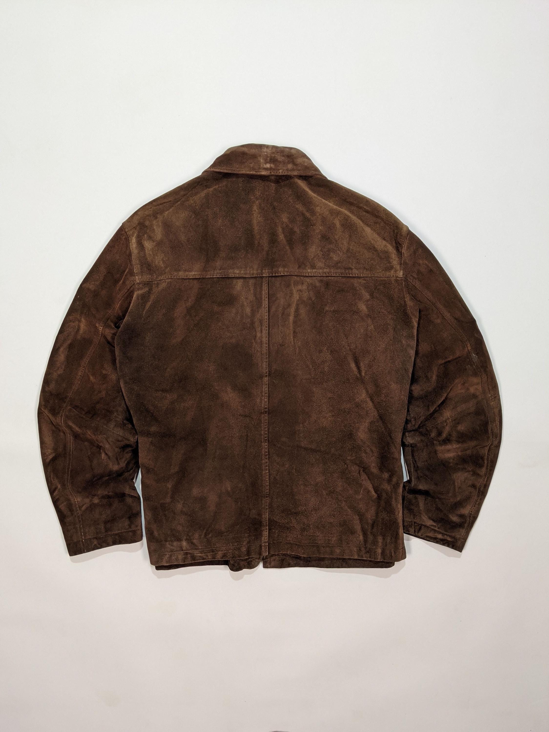 HUGO BOSS Vintage 80s-90s Men's Brown Leather Jacket, Authentic