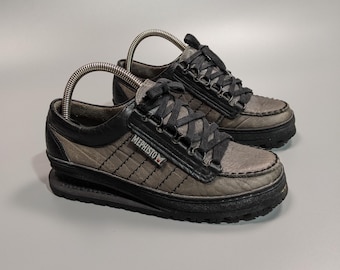 Zapatillas/botas de piel MEPHISTO Vintage para mujer, cómodas, de color gris oscuro, tallas 5 y 6,5 del Reino Unido, calzado retro, estilo casual clásico, zapatos VTG raros