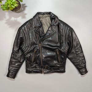 90s Vintage Womens Heavy Leather Biker Motorcycle Black Fitted Jacket Size L,Black Fitted Motorcycle Style,Retro Moto Fashion,Leather Jacket