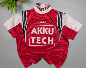 Adidas 80s90s Vintage Men’s XL Red Football Polo Shirt Rare Retro Soccer Jersey #13 Classic Sportswear Streetwear Vintage Adidas Collectible
