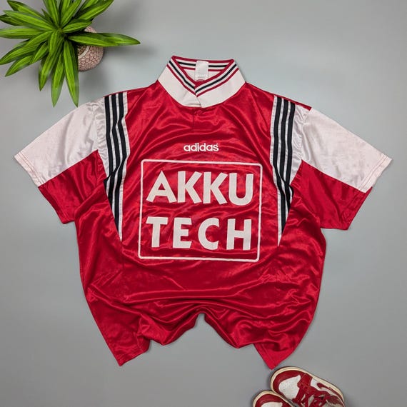 Adidas 80s90s Vintage Men’s XL Red Football Polo Shirt Rare Retro Soccer Jersey #13 Classic Sportswear Streetwear Vintage Adidas Collectible
