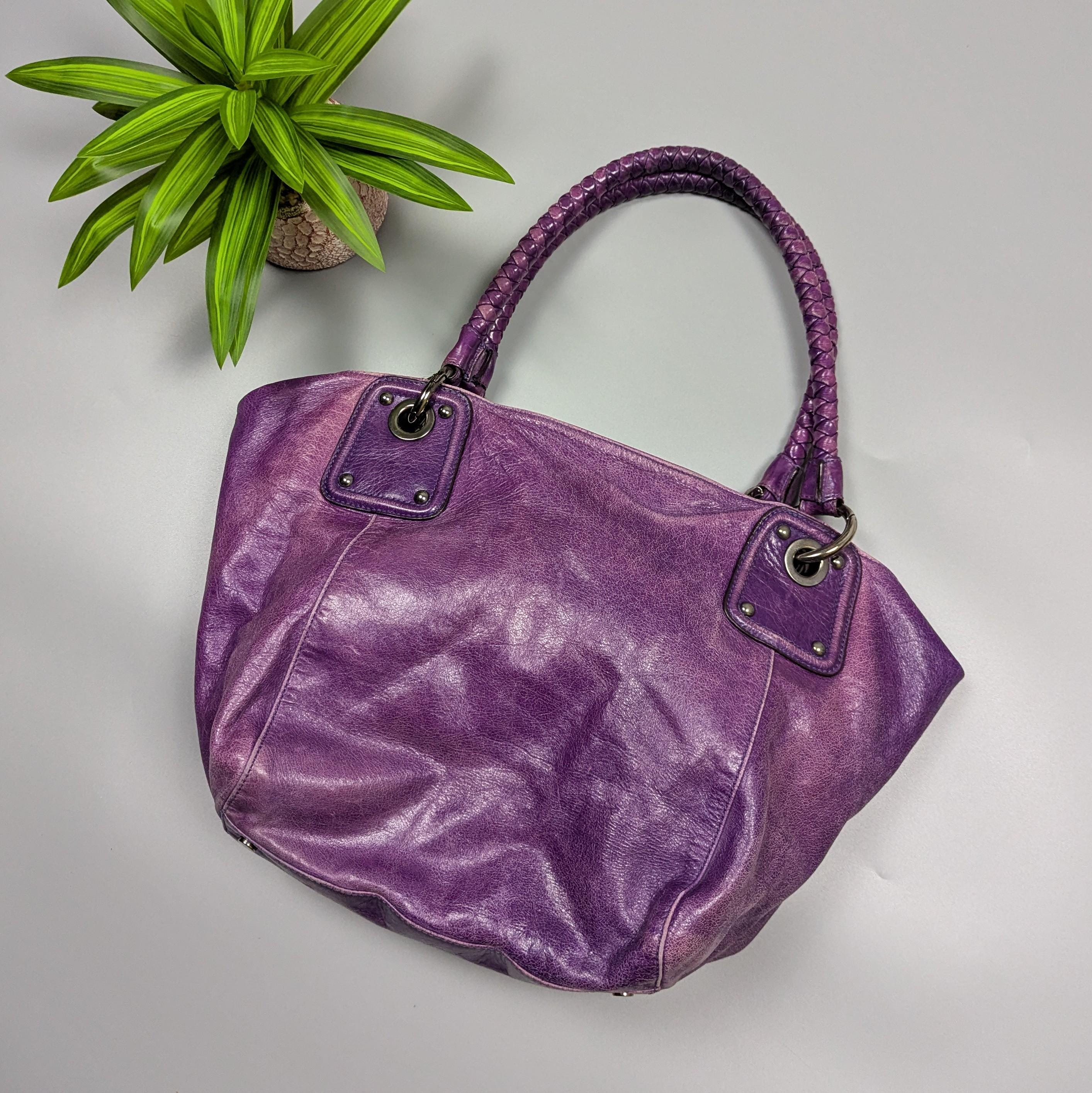 バッグ archive vintage y2k leather hand bag ABRO Archive Vintage Y2K Purple Distressed Leather Handbag Braided