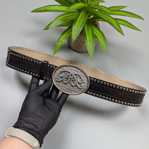 Bogner Leather Belt Embroidered Brown Women\'s Size‎ 08 Bogner Belt - Etsy main image 3