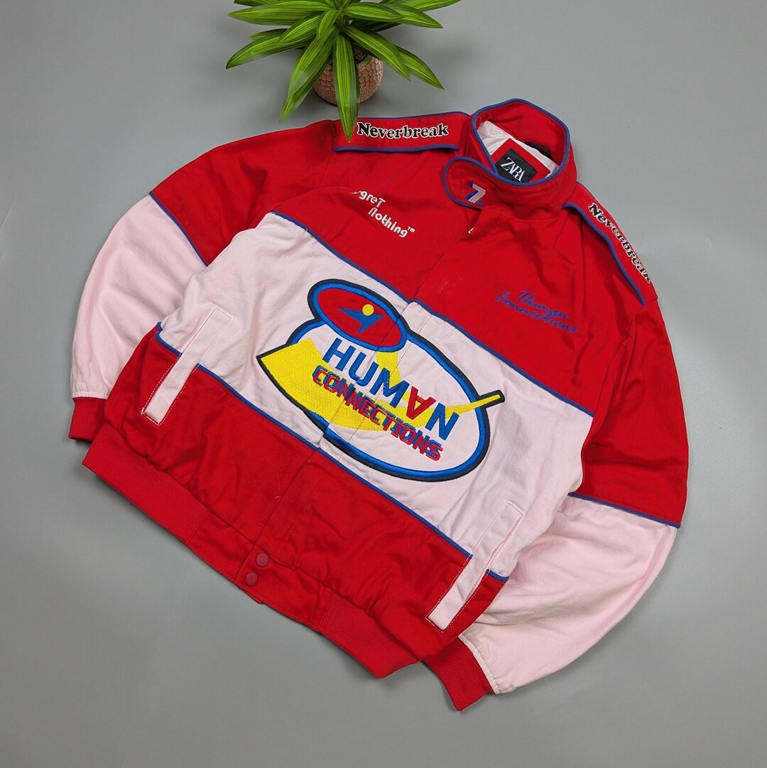 Vintage Zara Racing F1 Nascar Jacket Men's L –retro Cotton Bomber