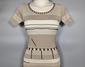 Y2k Vintage Dolce Gabbana Crochet Tank Top, Beaded Floral Knit