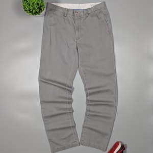Polo Ralph Lauren Vintage Men&#39;s Gray Classic Cotton Chino Pants W32 L34, Casual Trousers, Retro Style, Timeless Fashion, Classic Mens Pants