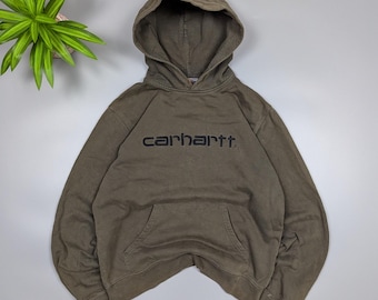 Sudadera con capucha aislante Carhartt WIP VTG para hombre, color caqui, con logotipo grande bordado en el pecho, talla M