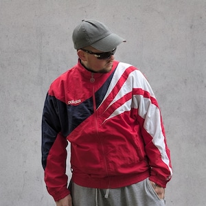 ADIDAS Vintage 80s 90s Men&#39;s Multicolored Track Jacket Size XL/XXL, Loose Fit, Full Zip, Retro Sportswear, Originals Style, Retro Olympian