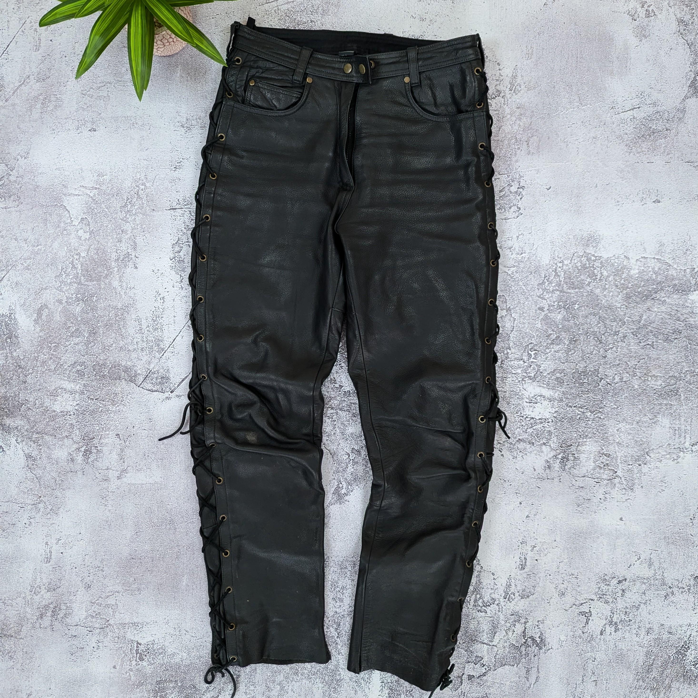古着 Hein Gericke レースアップ リアルレザー バイカーパンツ Hein Gericke Leather Pants - Etsy
