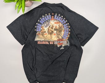 Vintage Harley-Davidson Bravado Schwarz T-Shirt Herren Größe L, Hergestellt in den USA, Patriotic Biker Tee, seltene Grafik der 90er Jahre, klassischer Moto Style, Retro-Shirt