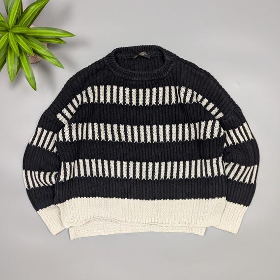 Weekend Max Mara, Weekend Max Mara Vintage Chunky Knit Sweater Relaxed Fit Womens XS Black Cotton