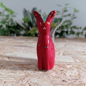 Ruby Cat Figurine | Gatto Rubino Artigianale | Gato Rubí Artesanal | OOAK Cat Sculpture | Whimsical Cat Decor | The Odd Cats of SBIZY