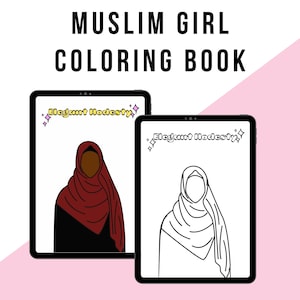 Muslim Coloring Book, Muslim Girl Coloring Pages, Islamic Activity Book, Inspirational Quotes, Printable Pages, Ramadan Gift, Eid Gift