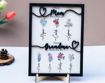 Personalized Birth Month Flowers Mothers Day, Custom Grandma's Garden Wooden Sign, Gift For Antie, Gift For Grandma, Mother's Day Gift - Canada