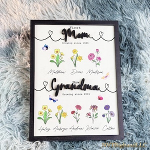 Birth Flower Gifts Grandma&#39;s Garden Gift for Grandma Birth Flower Bouquet Gift for Mom Custom Garden Print Personalized Birth Month Flower