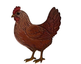 Painted Chicken Magnet 3x3.5 Inch Laser Cut Wood Farmhouse Fridge Decor Country Kitchen Gift Farm Animal Magnet Handmade