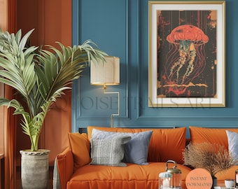 4 Jellyfish Art Beachy Wall Art Jellyfish Print Jellyfish Room Decor Jellyfish Wall Art Ocean Inspired Style Jellyfish Printable Jelly Fish