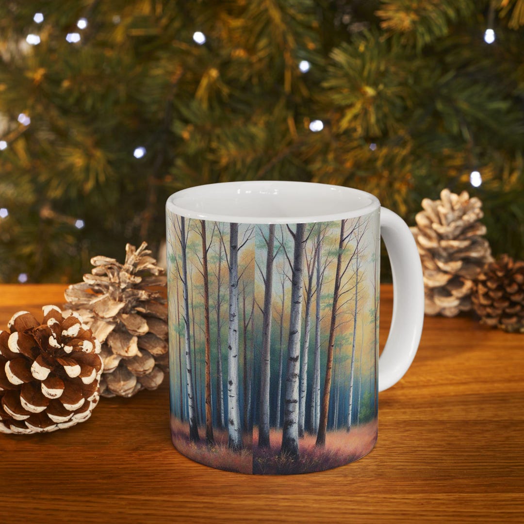 Forest Trees Ceramic Mug, Pastel Nature Coffee Cup, Tree Lover Gift ...