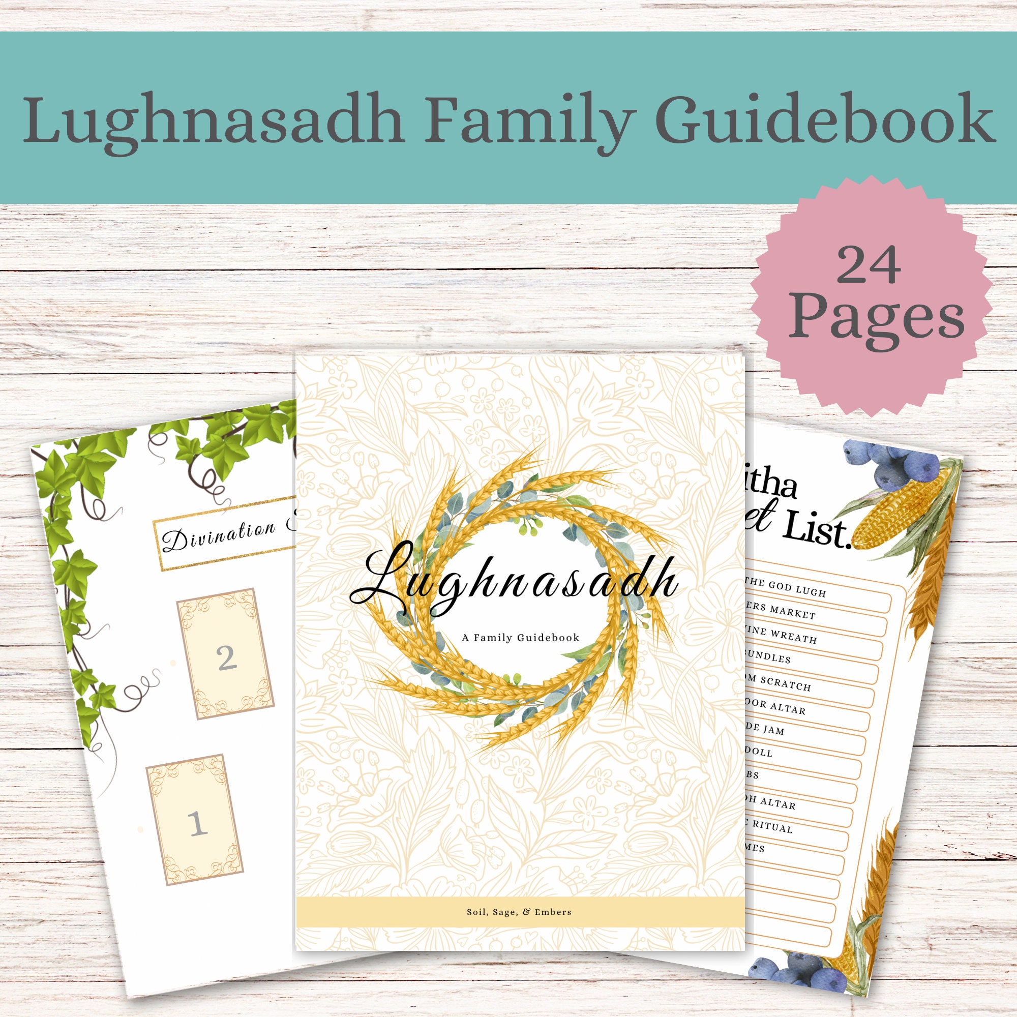 Lughnasadh Family Guidebook - Sabbat Printable - Witchcraft Book of Shadows Pages - Wheel of the Year