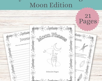 Mi primer Grimorio para colorear: Edición Luna - Páginas de Grimorio para niños - Libro de las Sombras