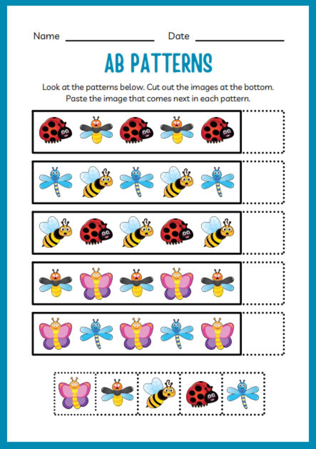 KINDERGARTEN PATTERNS WORKBOOK - Etsy