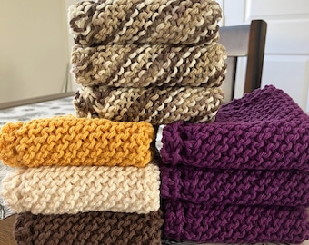 Knitted Dishcloth | Spa Washcloth | Grandma’s Favourite | 100% Cotton | Handmade [Gradient Variegated] - Singles
